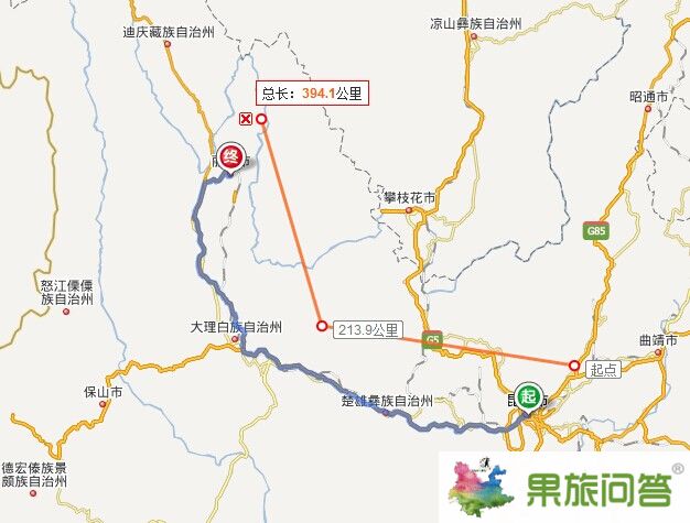 云南到丽江自驾游线路图